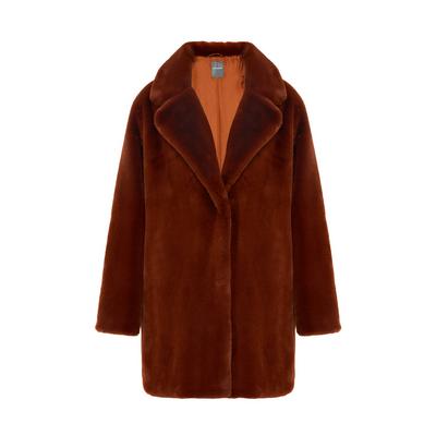 Brown Faux Fur Longline Glam Coat