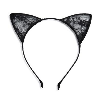 Black Halloween Lace Cat Ears Headband
