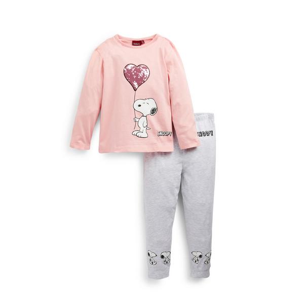 Rosa-grauer „Snoopy“ Pyjama (kleine Mädchen)