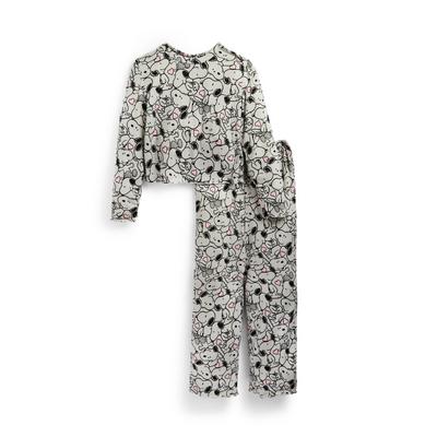 Grijze gebreide Snoopy-pyjamaset voor meisjes