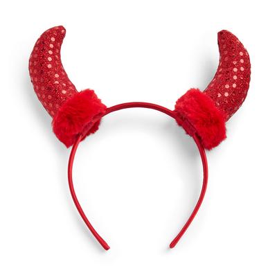 Red Halloween Faux Fur Devil's Horns Headband