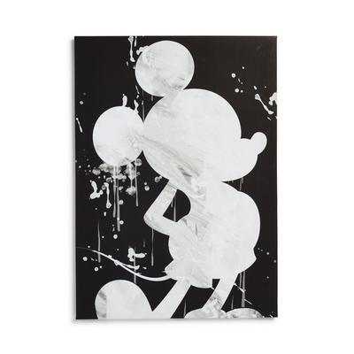Tela decorativa da parete bianca e nera con silhouette Topolino Disney 70 x 50 cm