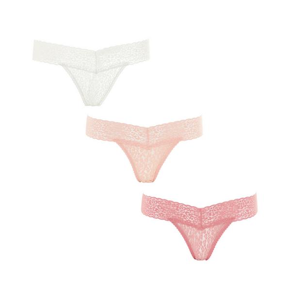 Mixed Lace Bandeau Thong Briefs 3 Pack