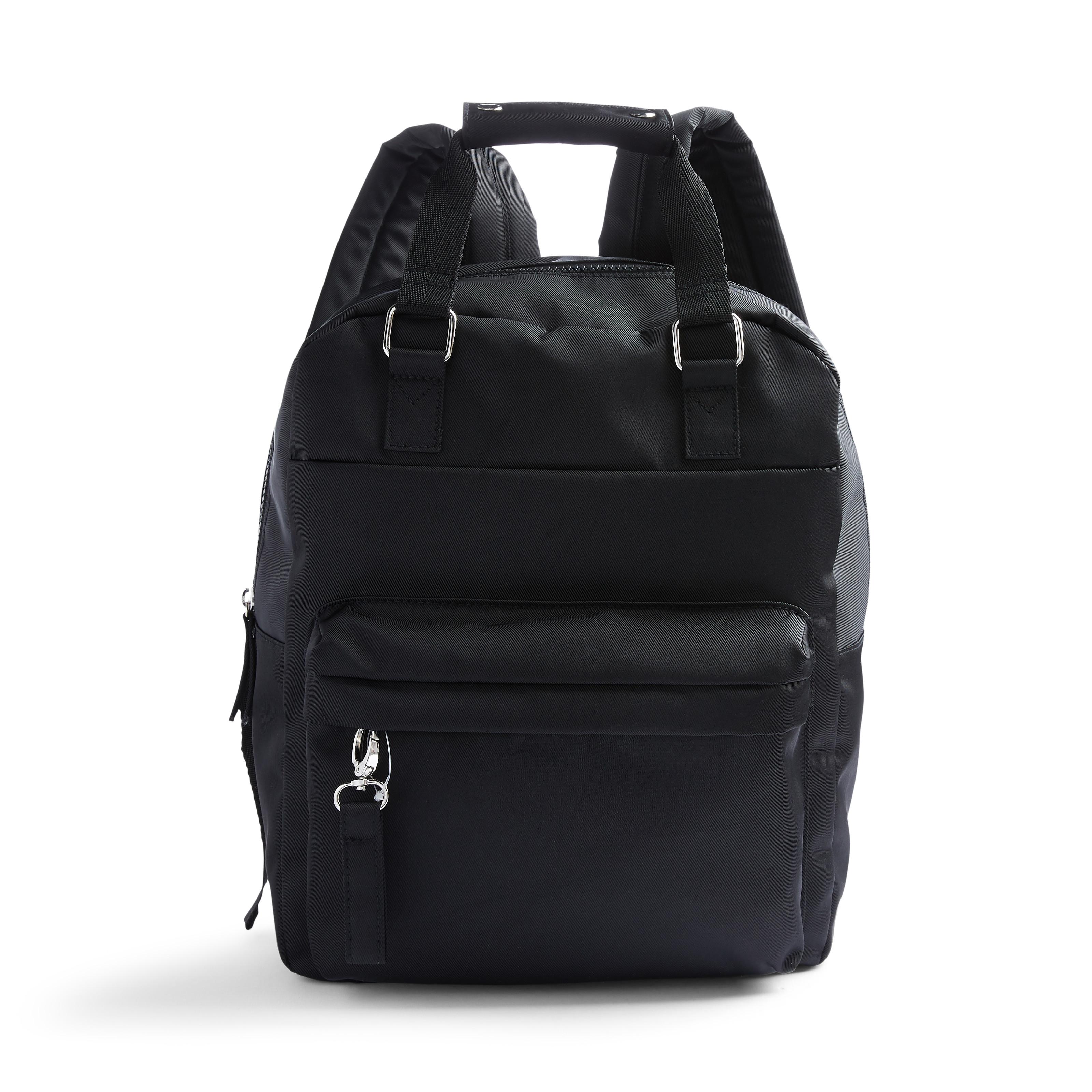 Black Twill Top Handle Backpack Women's Backpacks Women's Handbags