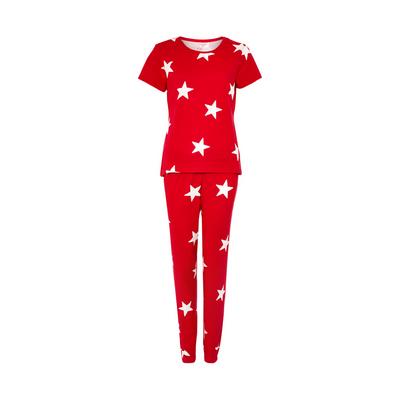 Red Star Print Pajama Set