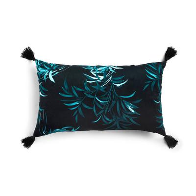 Blue Bamboo Print Oblong Tassel Cushion