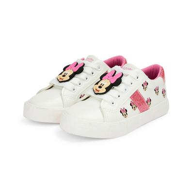 Younger Girl White Minnie Mouse Low Top Trainers