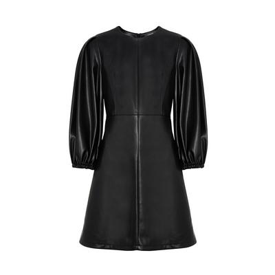 Black Faux PU Leather Mini Dress