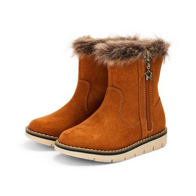 Younger Girl Tan Faux Fur Boots