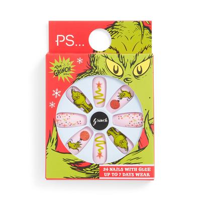 PS The Grinch Christmas Print Faux Nails