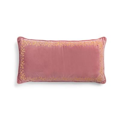 Pink Embroidered Oblong Cushion