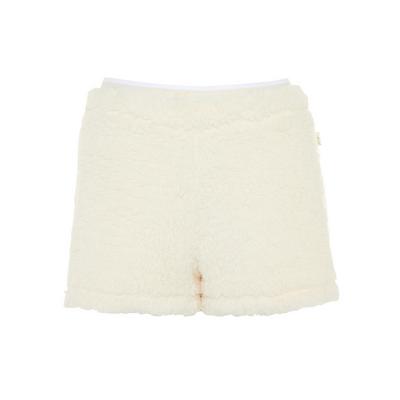 Elfenbeinfarbene Shorts aus Teddy-Fleece