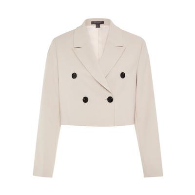 Ivory Cropped Double Breasted Blazer