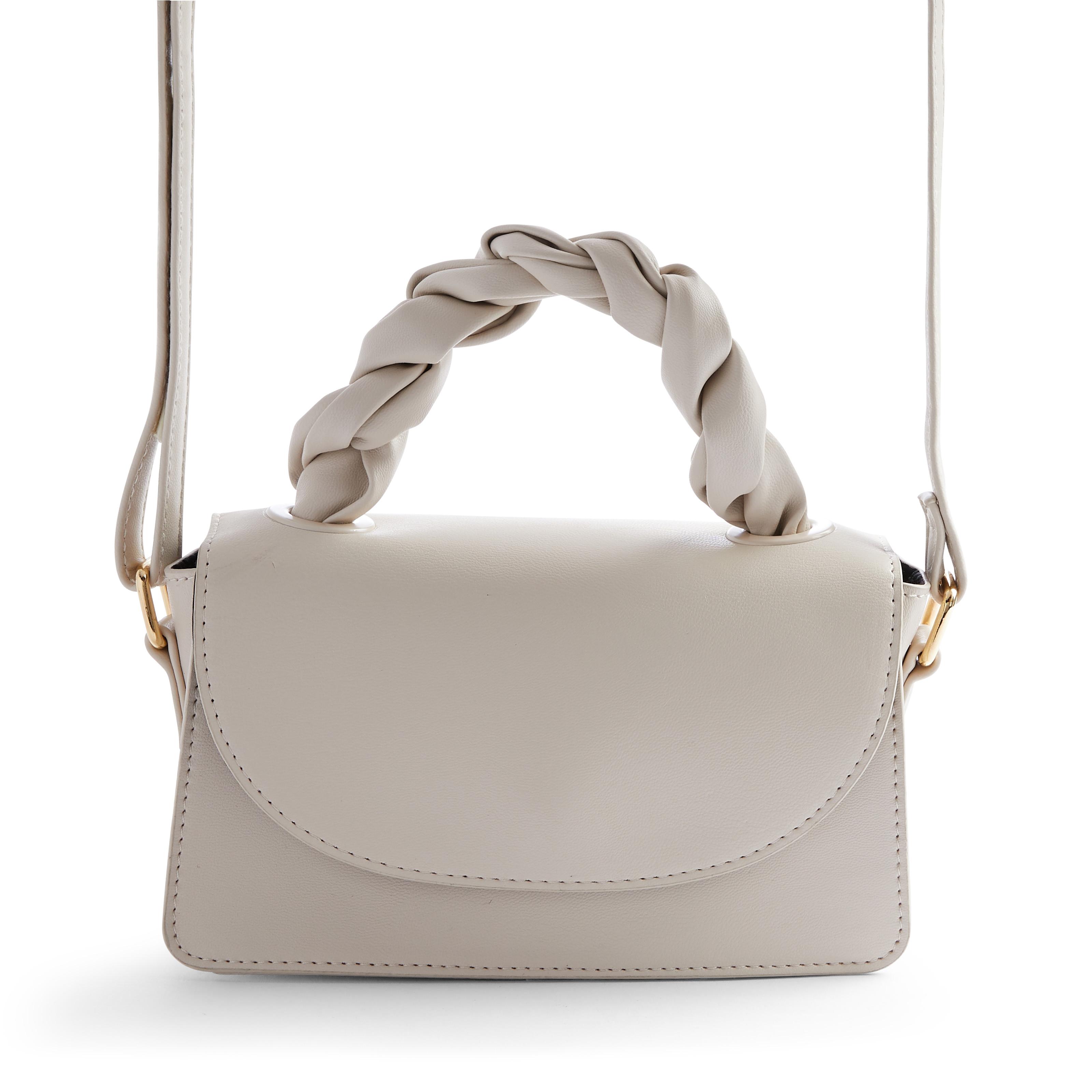 Ivory Faux PU Leather Twist Top Handle Crossbody Bag Crossbody Bags