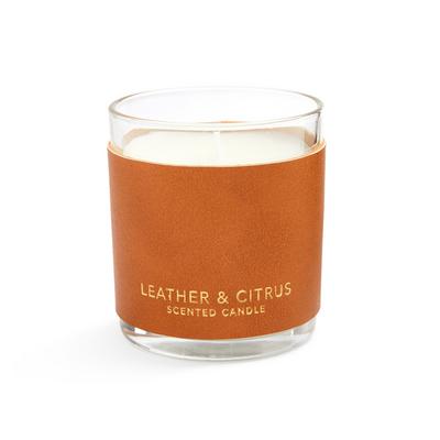 Leather And Citrus Scented Candle