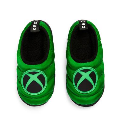 Older Boy Green Quilted X-box Mules