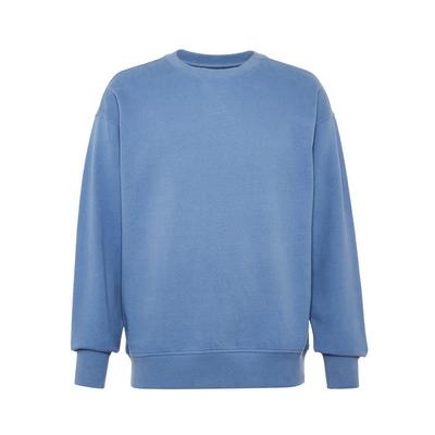 Blauwe Elevated Essentials-sweater met ronde hals