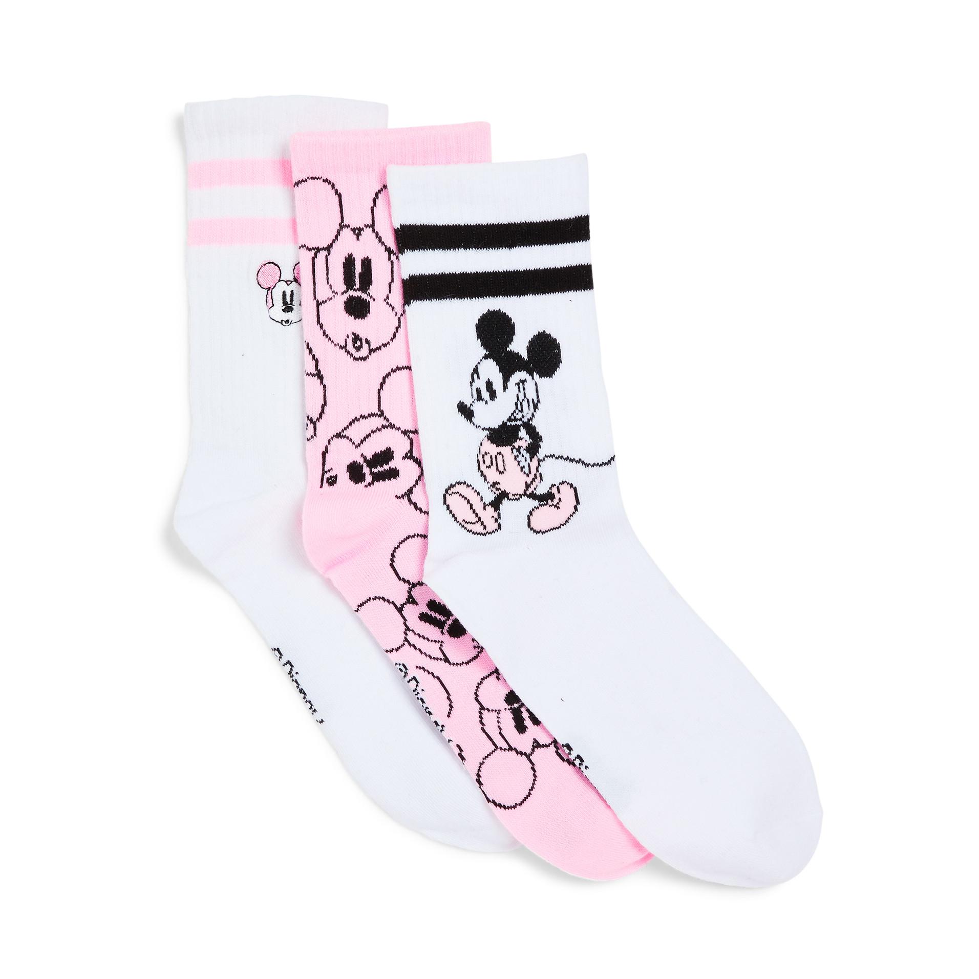 Pink Disney Mickey Mouse Crew Socks 3 Pack Women's Socks & Tights