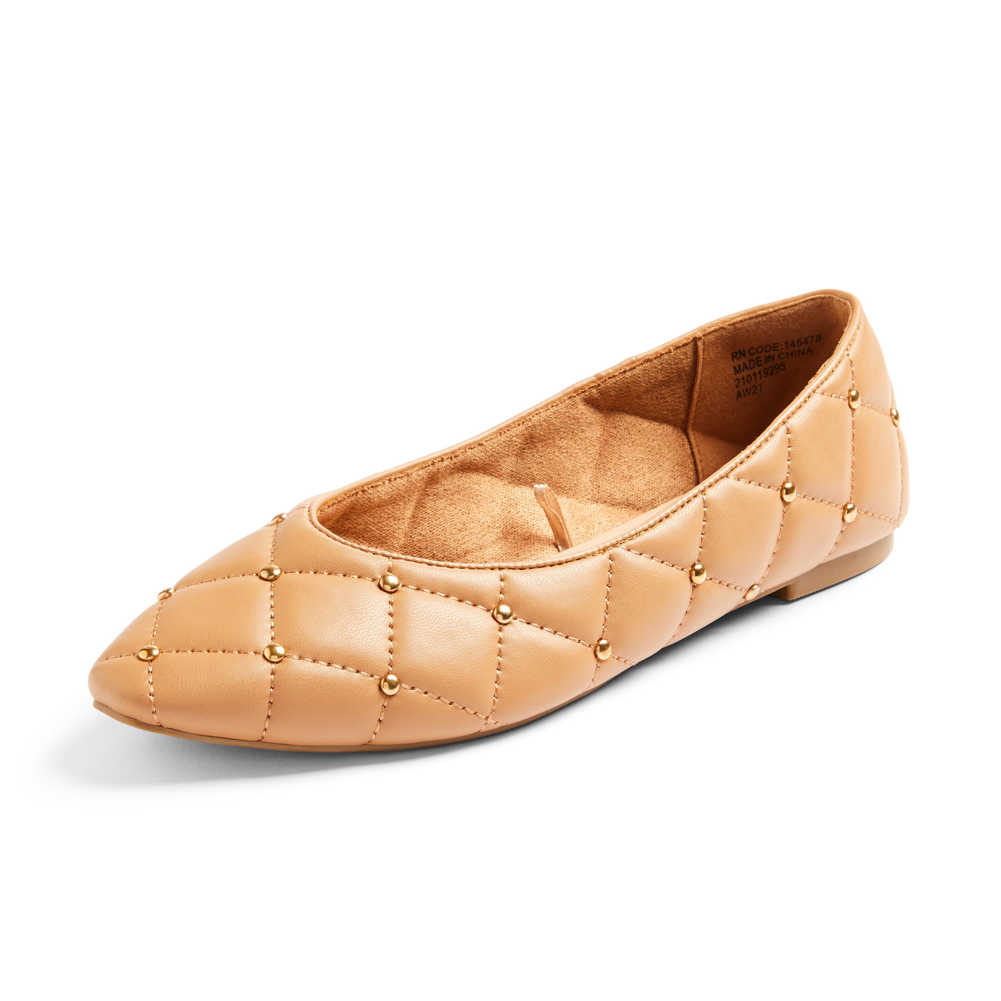 Beige Studded Ballerina Shoes Ballet Shoes, Loafers & Pumps Women's