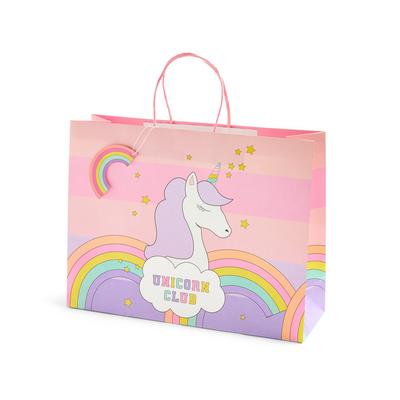 Bolsa de regalo rosa con unicornio