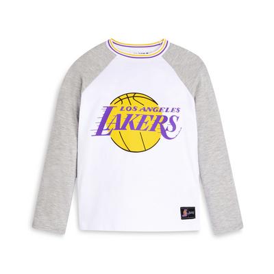 Camiseta blanca de manga larga de Los Angeles Lakers de la NBA para niño pequeño
