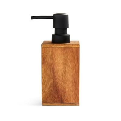 Flacon distributeur de savon bien-être carré en bois
