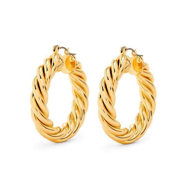 Gold Plated Twist Hoop Earrings