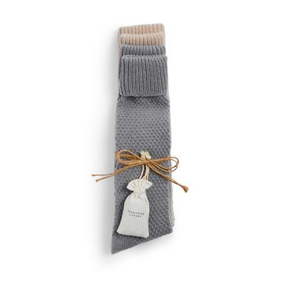 Steingraue „Wellness“ Socken mit Eukalyptusduft, 2er-Pack