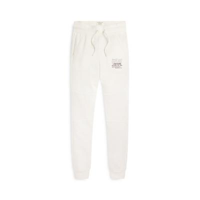 Older Boy White Quilted Panel Joggers