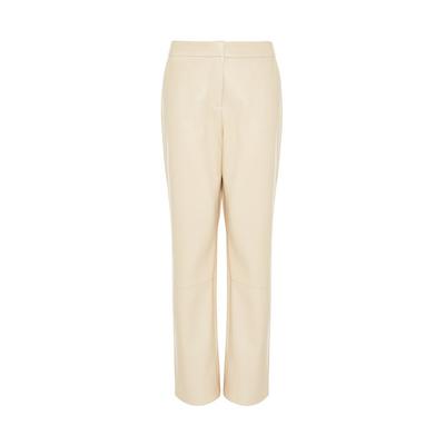 Ivory Faux Leather Straight Leg Pants