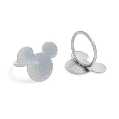 Silberfarbene „Disney Micky Maus“ Serviettenringe, 2er-Pack