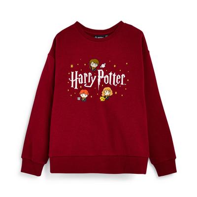 Older Girl Red Harry Potter Print Crew Neck Sweater
