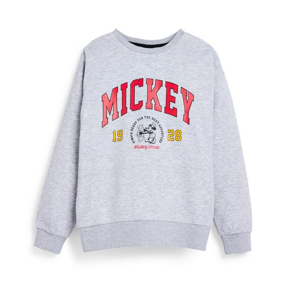Older Girl Grey Disney Mickey Mouse Crew Neck Sweater