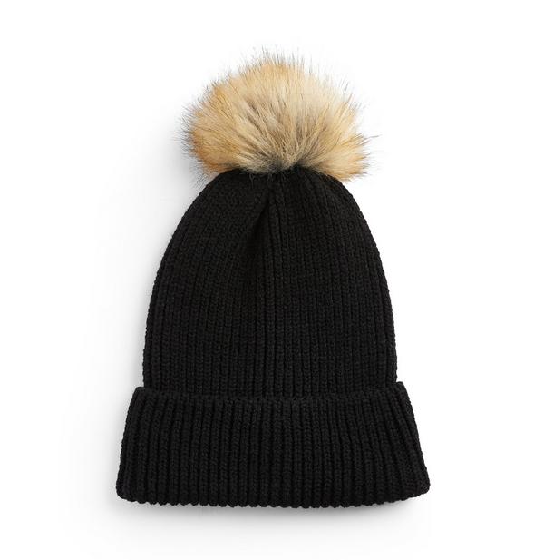 Black Faux Fur Pom Beanie Hat | Hats, & Gloves | Women's Accessories | Our Women's Fashion Range | All Products | Primark