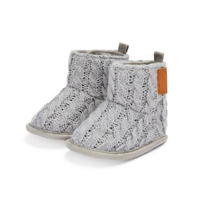 Unisex Gray Cable Knit Booties