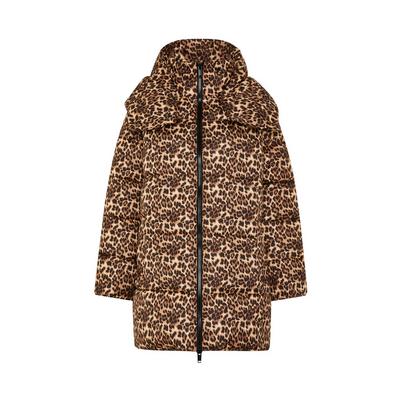 Gewatteerde oversized jas met luipaardprint