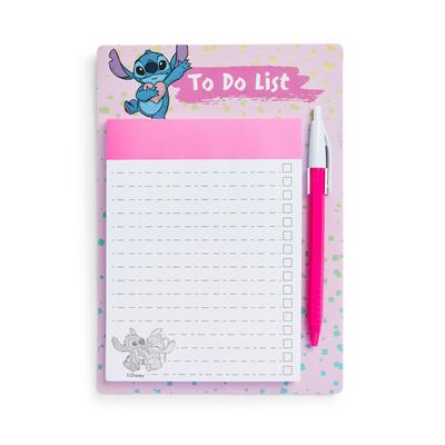 Lista de tareas rosa con bolígrafo de Lilo y Stitch de Disney