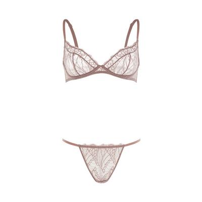 Taupe Lace Non Padded Lingerie Set