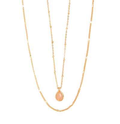 Gold Plated Two Row Semi Precious Necklace