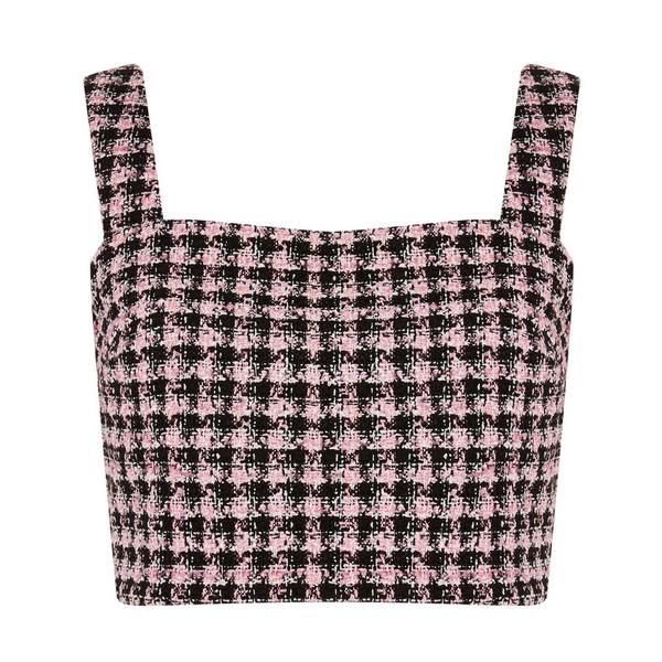 Pink Boucle Cropped Top