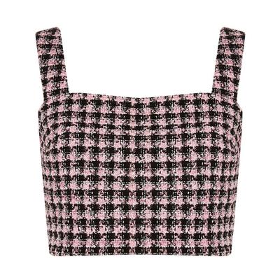 Pink Boucle Cropped Top