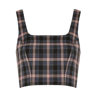 Pink Check Cropped Top
