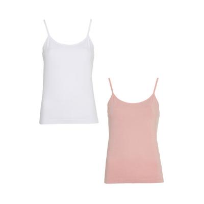 White And Blush Camisoles, 2-Pack
