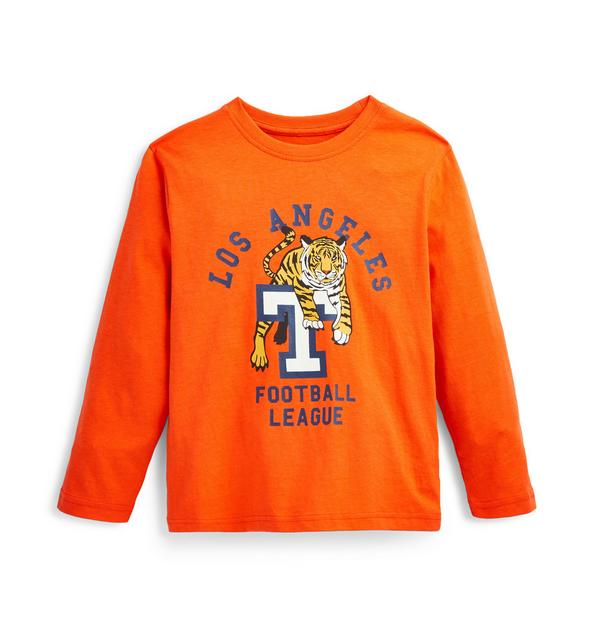 Younger Boy Orange LA Print Longsleeve T-Shirt