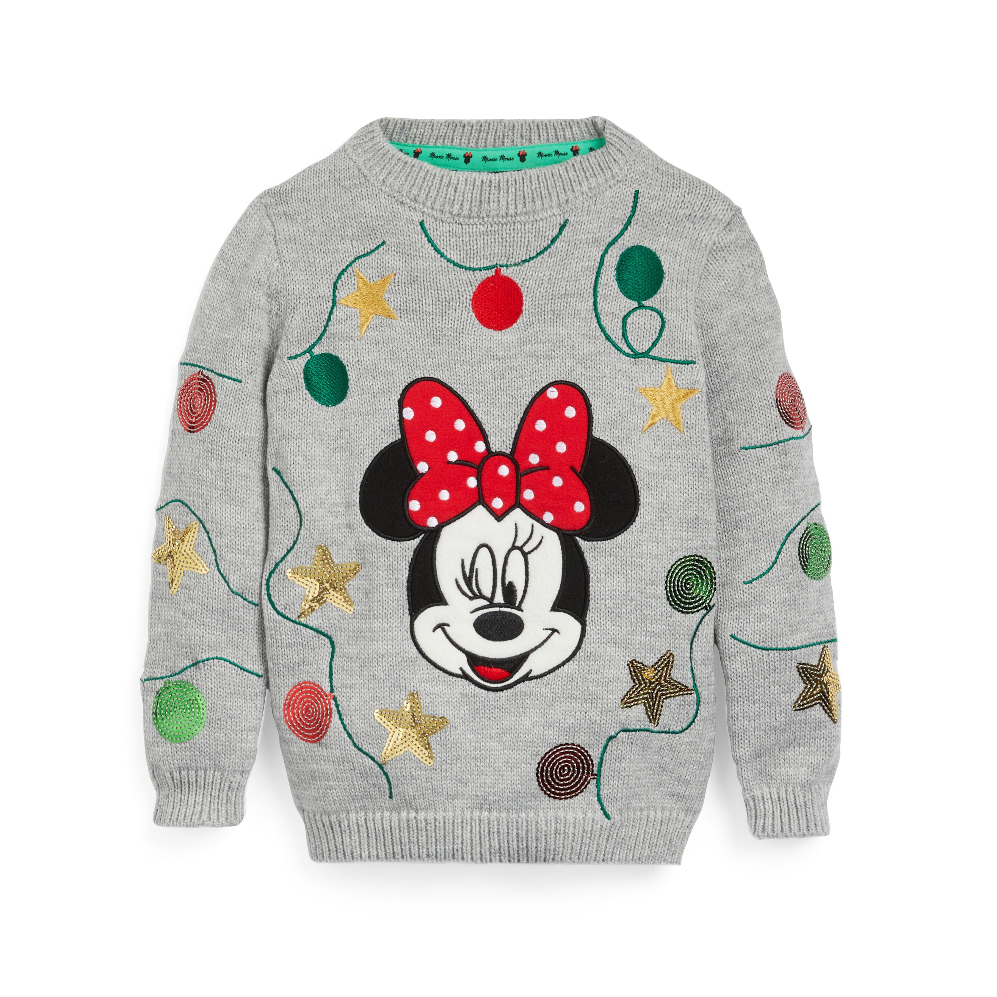 Christmas Younger Girl Grey Disney Minnie Mouse Sequin Jumper Girls Tops Jumpers Ages 2 7 Girls Clothes Age 2 7 Girls Clothes Kids Clothes All Primark Products Primark Uk