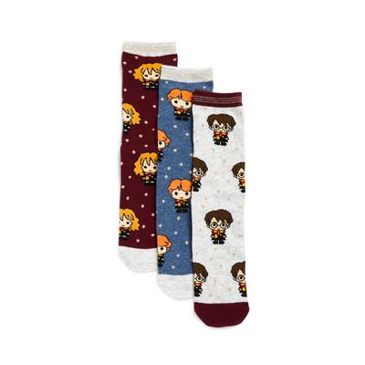 Verschiedene „Harry Potter Charm“ Crew-Socken mit Muster, 3er-Pack