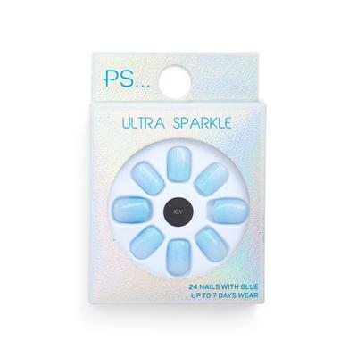 Set unghie finte squadrate lucide Ultra Sparkle Icy Ps
