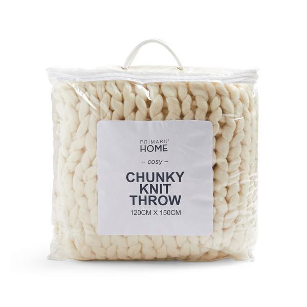 Ivory Super Chunky Knit Throw
