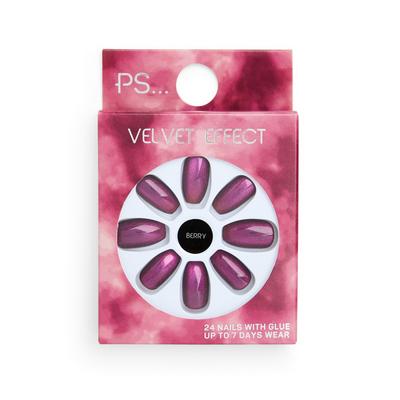 PS Berry Velvet Effect Squareletto kunstnagels