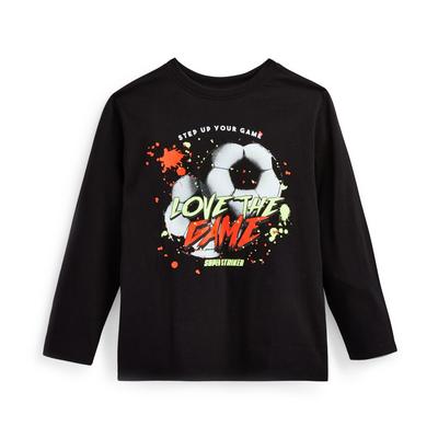 T-shirt manga comprida estampado futebol menino preto